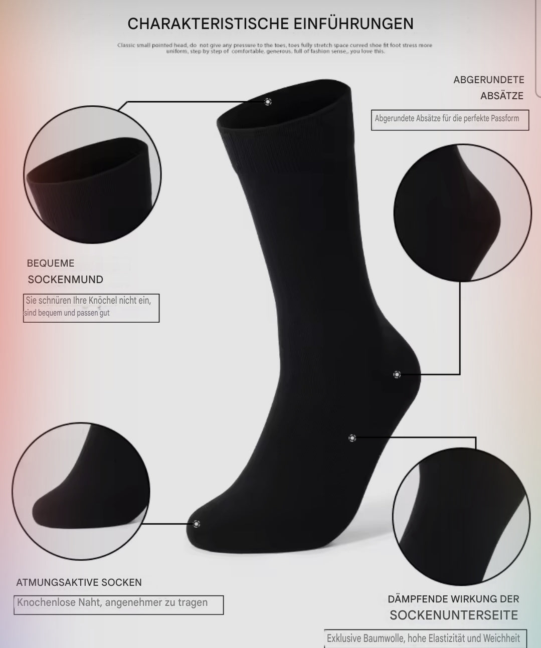 Herren Business Socken 90% Baumwolle ohne Naht ohne Gummi handgekettelt 12 Paar