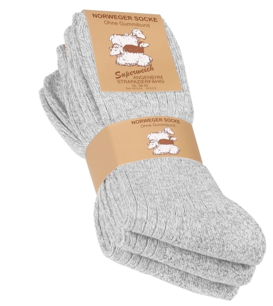 Feinstrick Norweger-Wollsocken für Herren mit Komfortbund und Plüschsohle 6 Paar