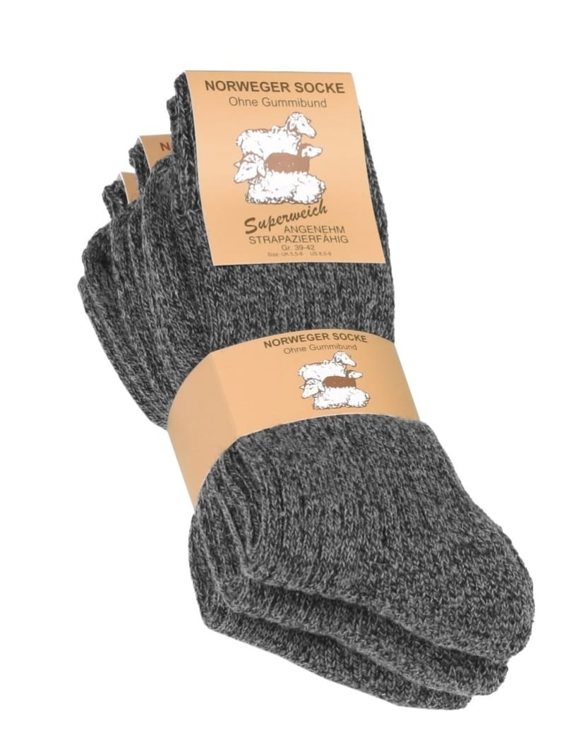Feinstrick Norweger-Wollsocken für Herren mit Komfortbund und Plüschsohle 6 Paar