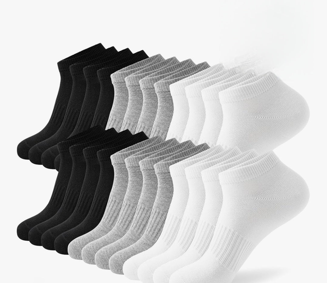 Sneaker Socken – Unisex Sport Füßlinge in Schwarz | 20 Paar