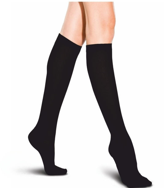 Kniestrümpfe Herren Damen Schwarz Baumwolle mit Komfortbund Schwarz 6/12 Paar