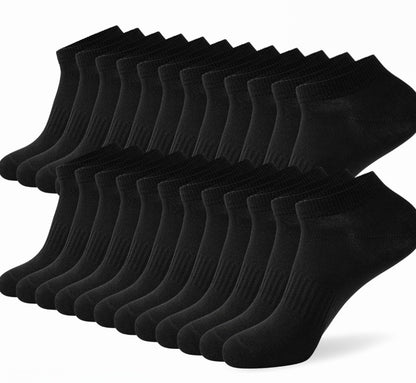 Sneaker Socken – Unisex Sport Füßlinge in Schwarz | 20 Paar