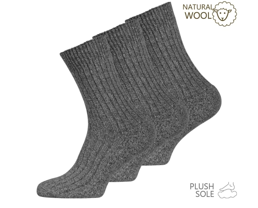 Feinstrick Norweger-Wollsocken für Herren mit Komfortbund und Plüschsohle 6 Paar