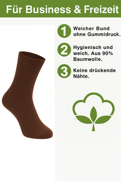 Herren Business Socken 90% Baumwolle ohne Naht ohne Gummi handgekettelt 12 Paar