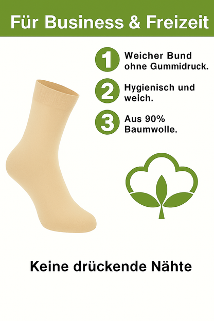 Herren Business Socken 90% Baumwolle ohne Naht ohne Gummi handgekettelt 12 Paar