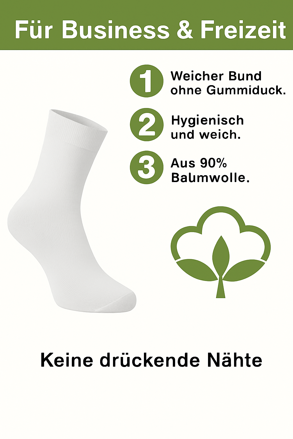 Herren Business Socken 90% Baumwolle ohne Naht ohne Gummi handgekettelt 12 Paar
