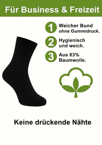Herren Business Socken Baumwolle ohne Naht ohne Gummi handgekettelt 12 Paar